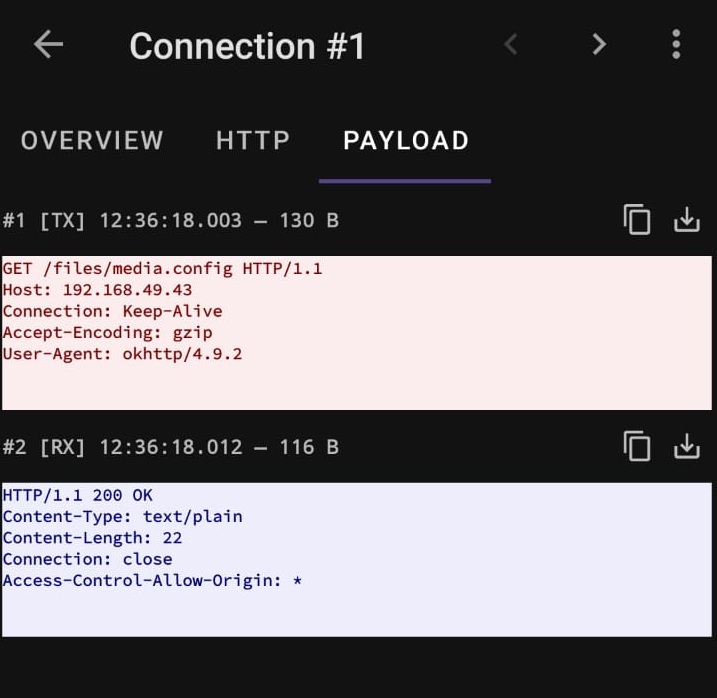 Packet capture showing the plaintext HTTP request